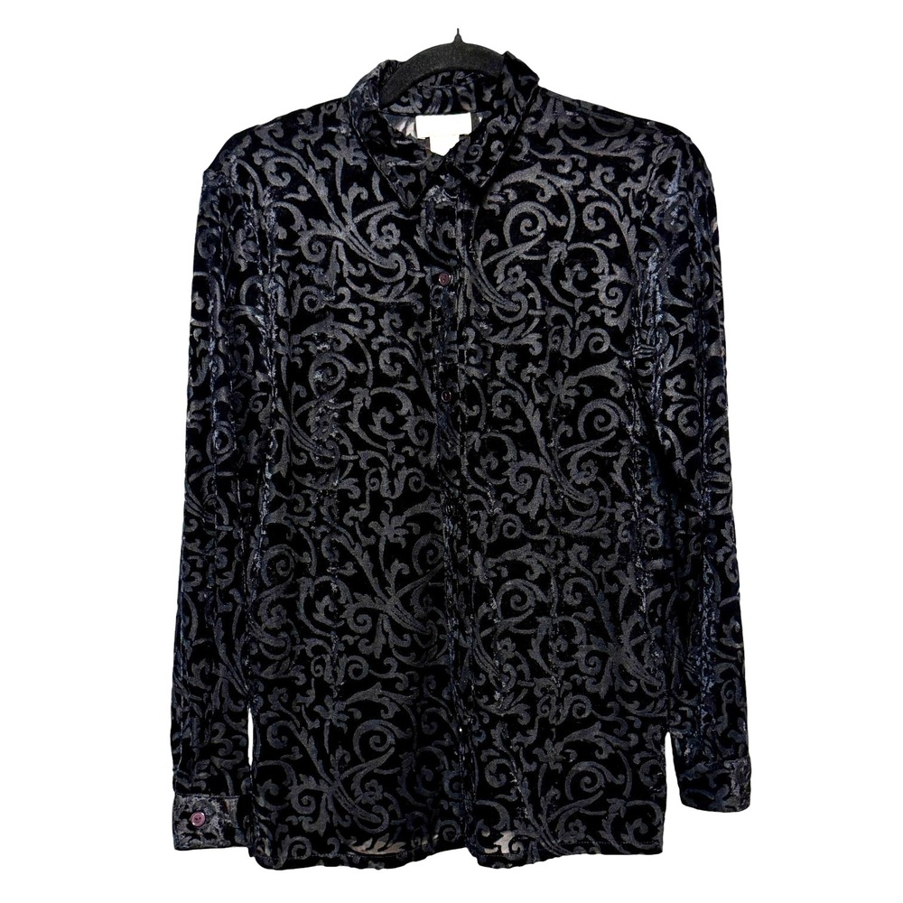 Vintage Studio Works Gothic Glam Velvet Burnout Top Women Size S Vampirecore